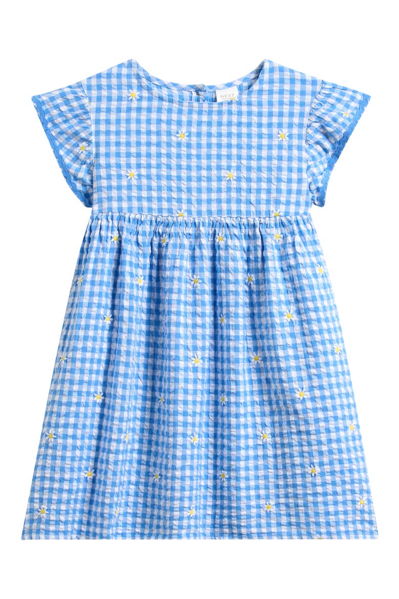 Kids' Gingham Floral Frill Dress, Main, color, BLUE