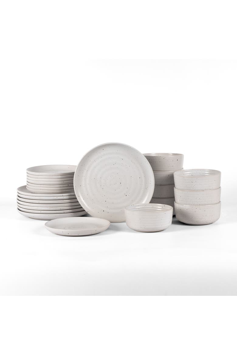 Ion Stoneware 24-Piece Dinnerware Set, Main, color, White