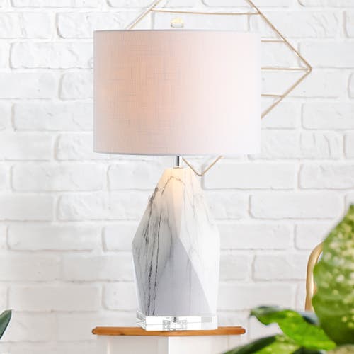 Jonathan Y Oslo 25.5" Ceramic Marble/crystal Led Table Lamp In White