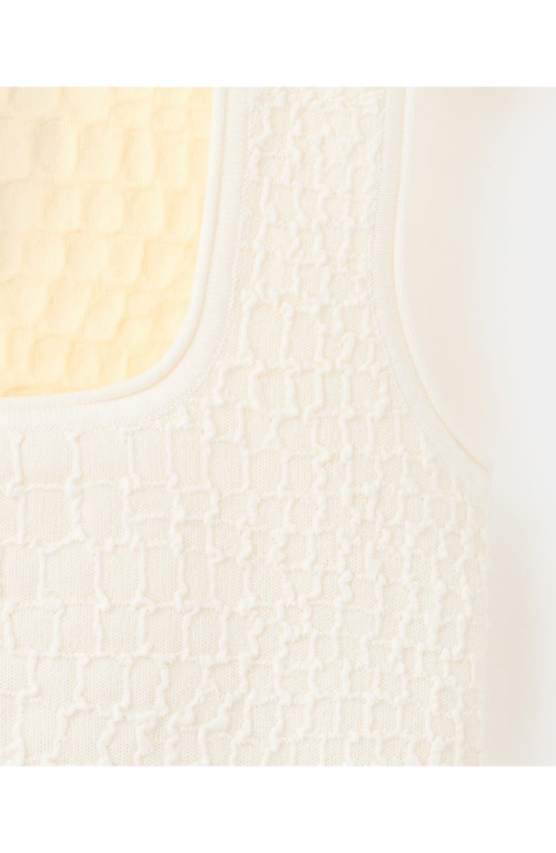 MANGO Croc Embossed Knit Tank, Alternate, color, Ecru