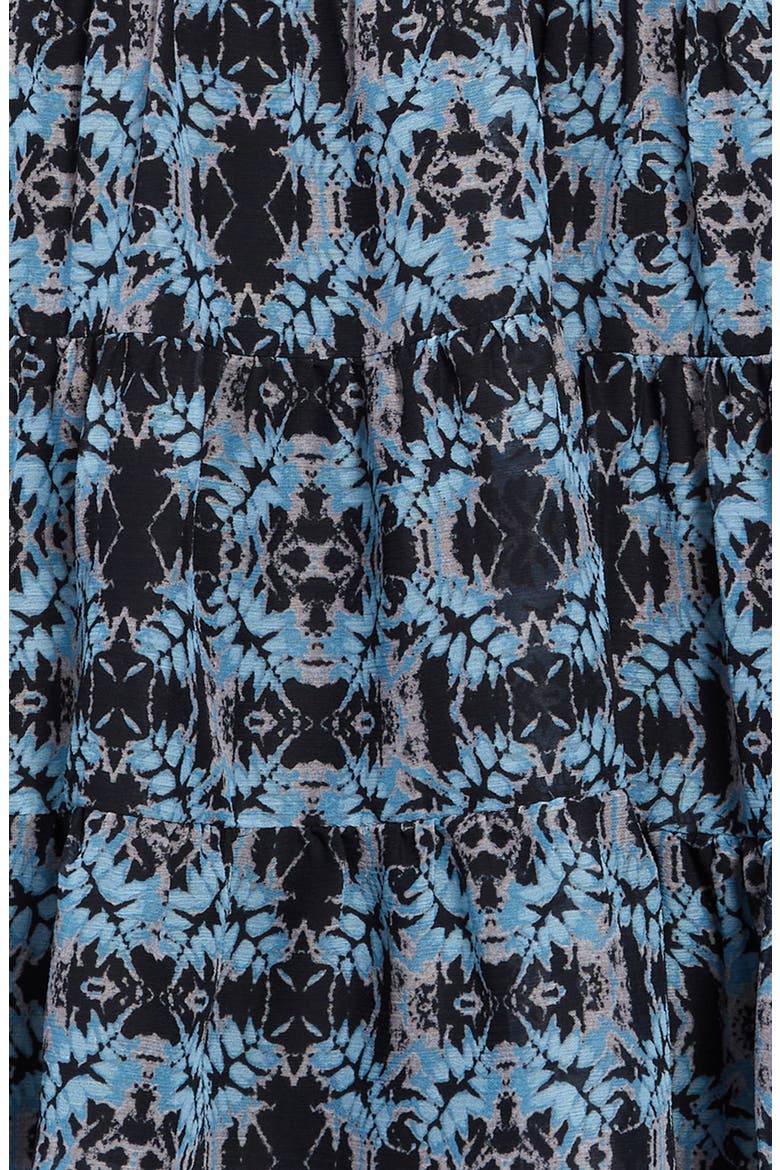 Kids' Long Sleeve Tiered Dress, Alternate, color, BLACK/BLUE