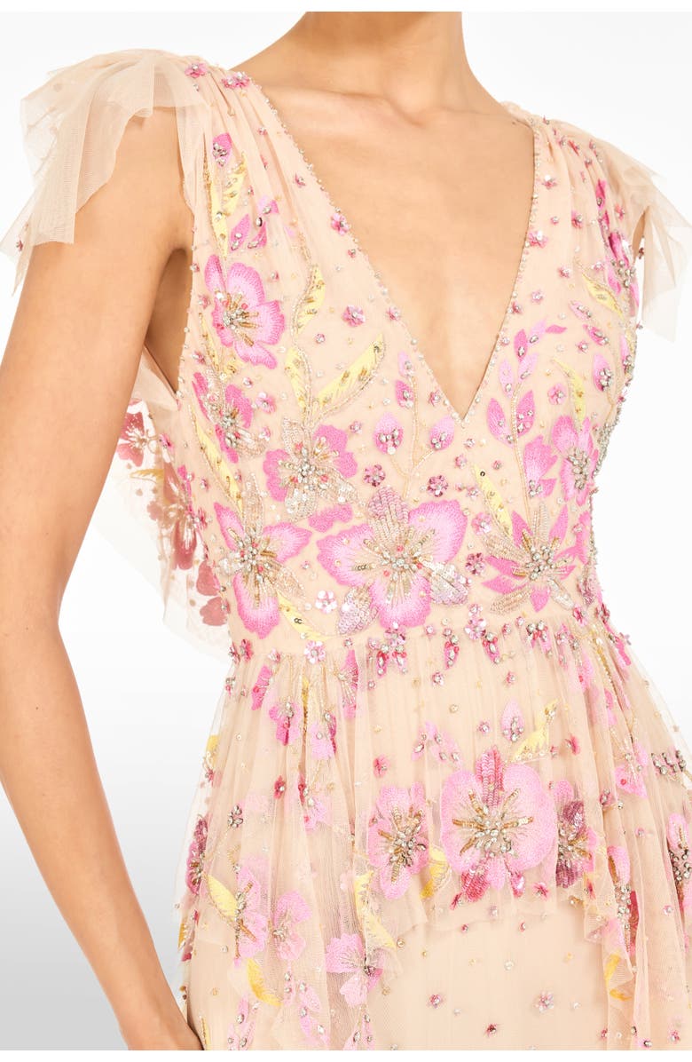 Jenny Packham Flower Power Floral Sequin-Embellished Gown, Alternate, color, Morganite