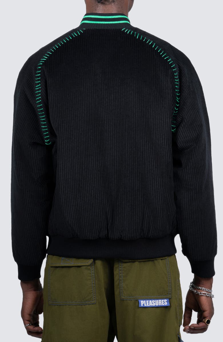 PLEASURES Strikeout Corduroy Bomber Jacket, Alternate, color, Black