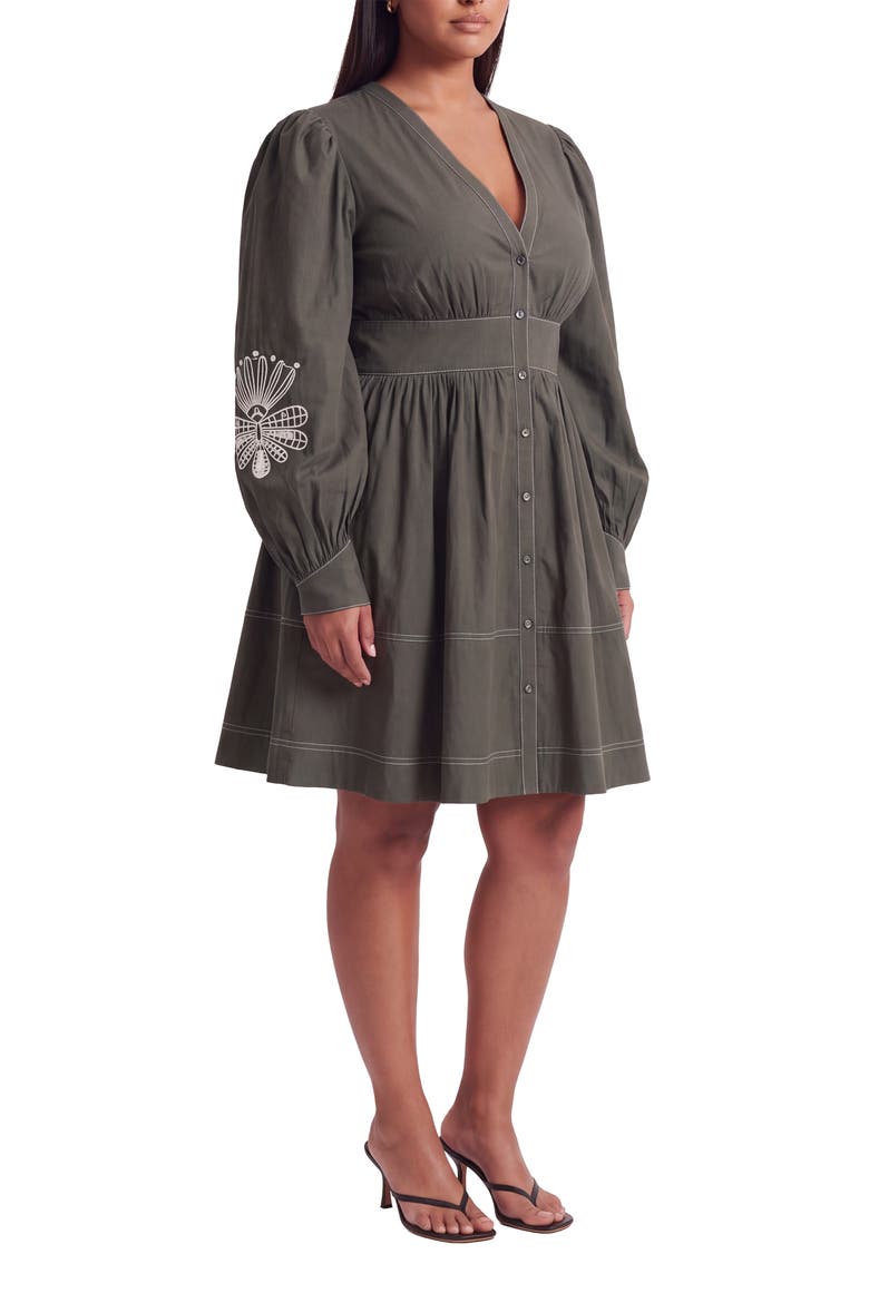 Dusky Embroidered Minidress, Main, color, OLIVE