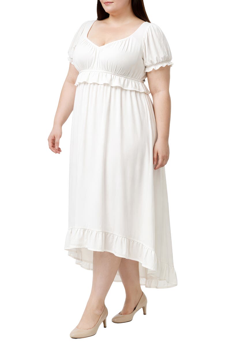 Standards 
Practices Ruffle Waist High-Low Midi Dress, Alternate, color, White