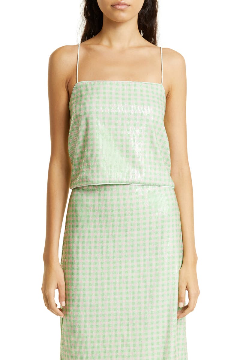 Baum und Pferdgarten Jovana Sequin Gingham Tank Top, Main, color, 