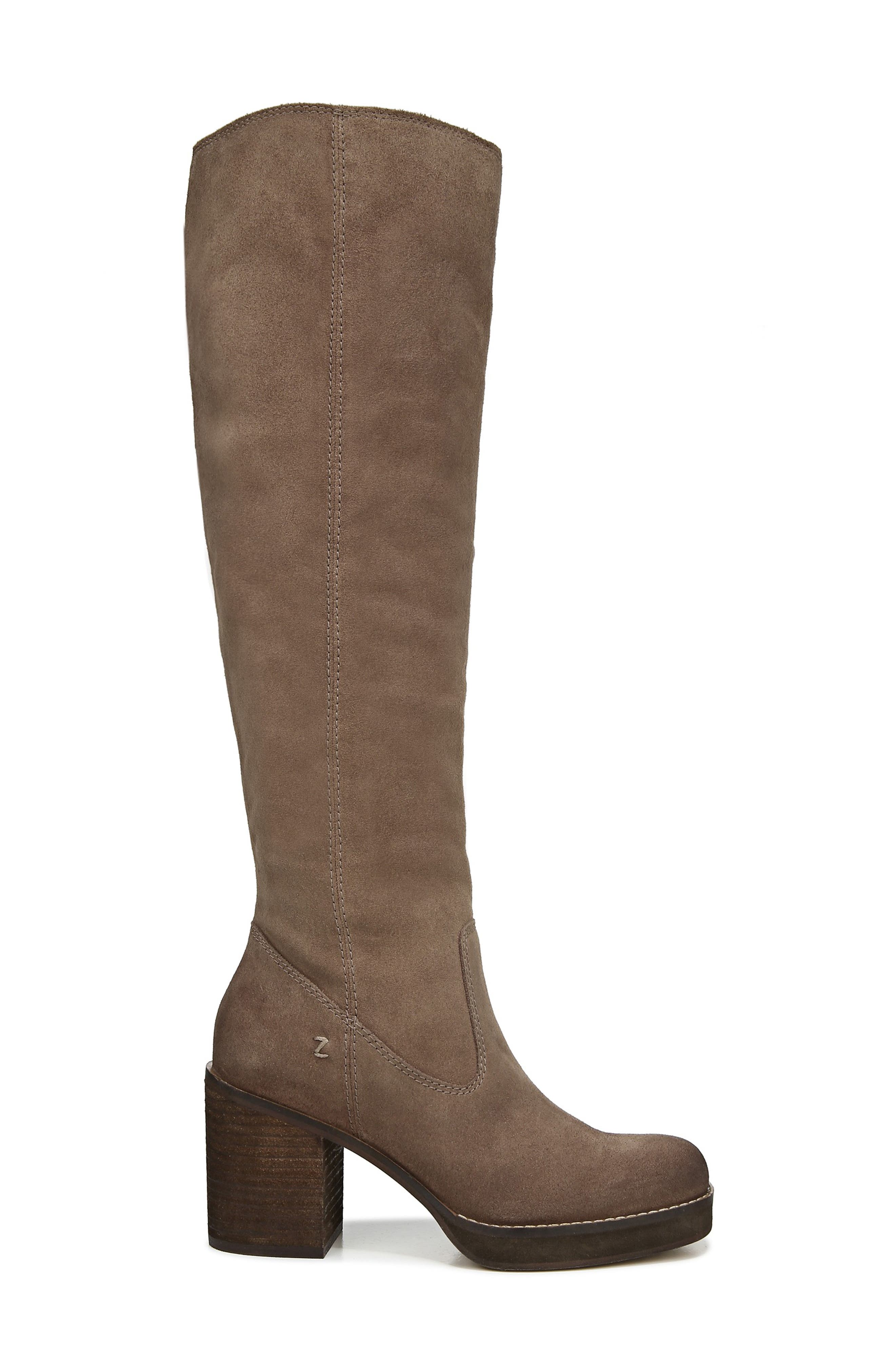 Padma Genuine Calf Hair Knee High Boot, Alternate, color, MUSHROOM SUEDE