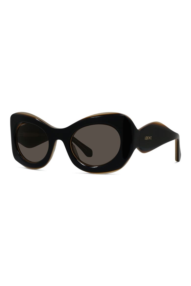 Signature 52mm Cat Eye Sunglasses, Alternate, color, SHINY BLACK / BROWN