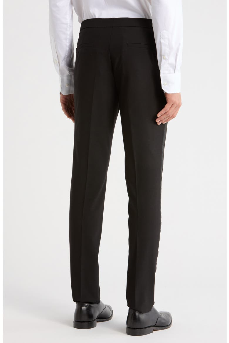 Virgin Wool Blend Flat Front Dress Pants, Alternate, color, BLACK