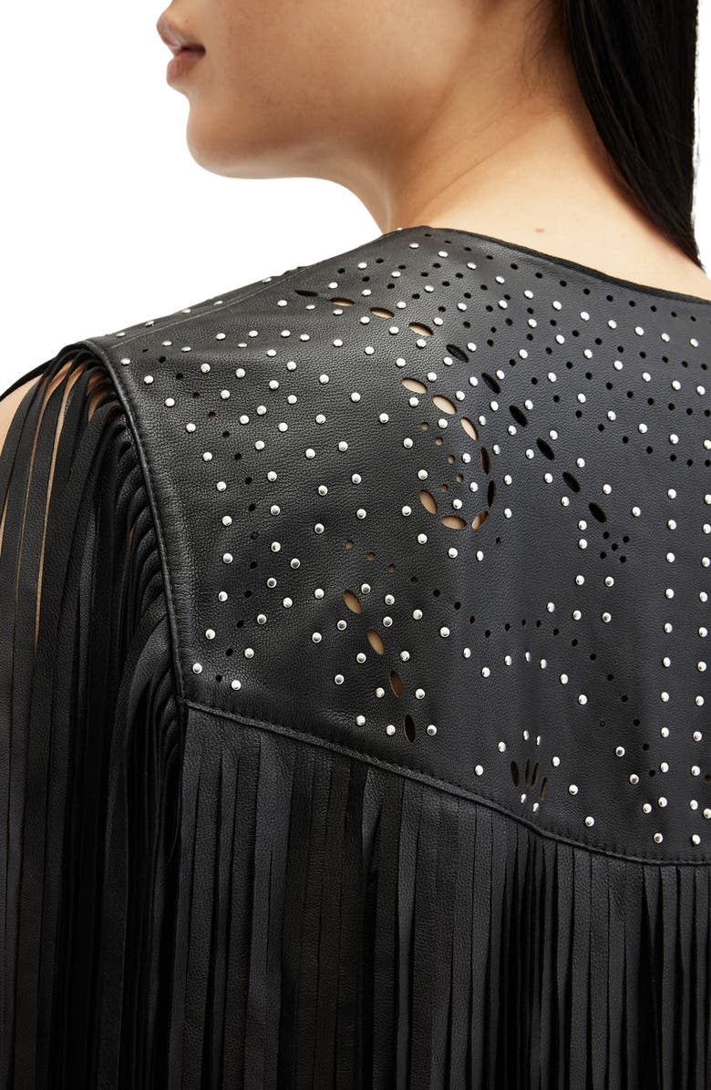 AllSaints Elias Astral Leather Fringe Vest, Alternate, color, 