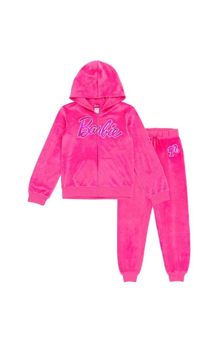 Barbie Velour Hoodie & Pants Set, Main, color, Pink