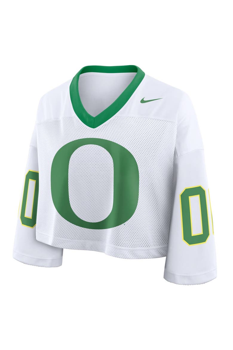Women's Nike White Oregon Ducks Oversized Logo Cropped Fashion Jersey, Alternate, color, White