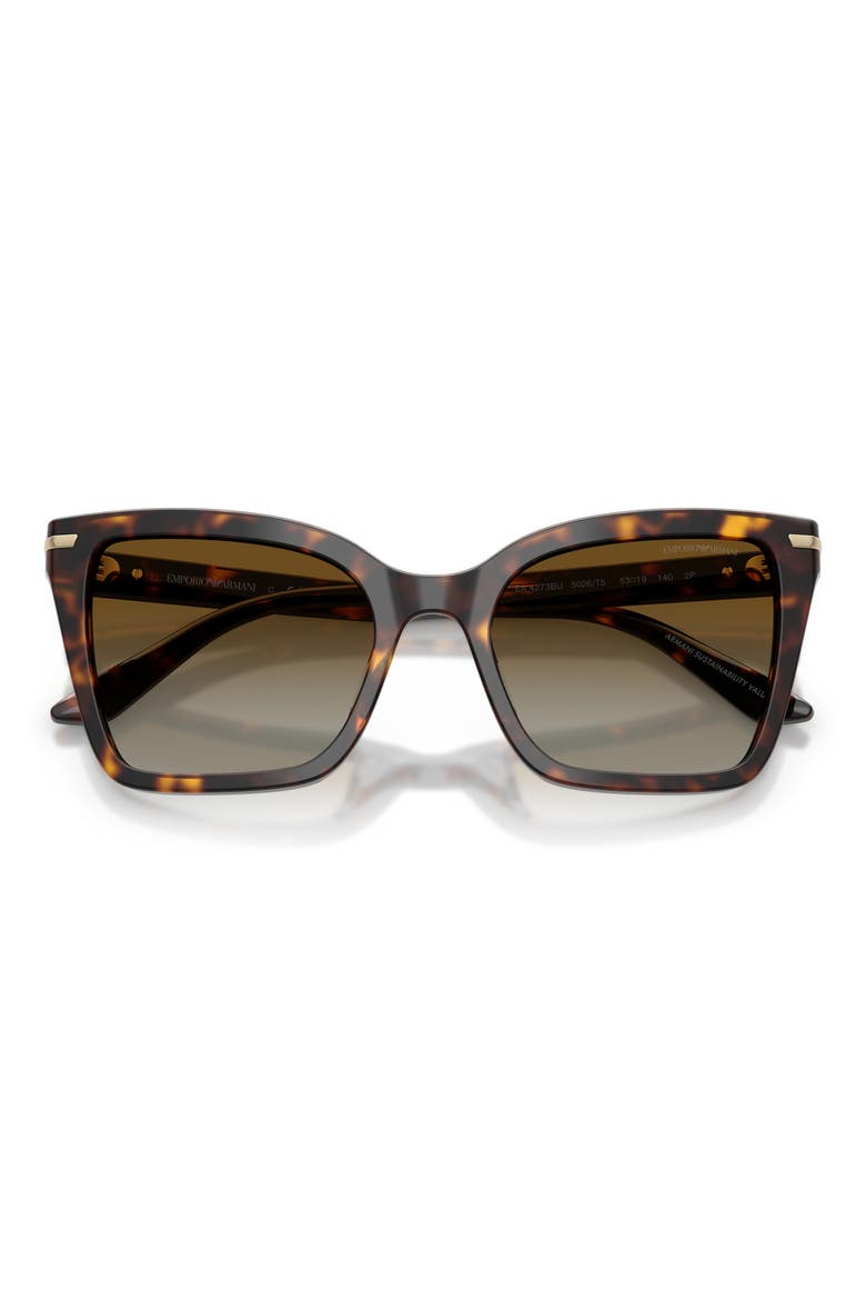 53mm Polarized Gradient Square Sunglasses, Alternate, color, SHINY HAVANA / BROWN POLAR