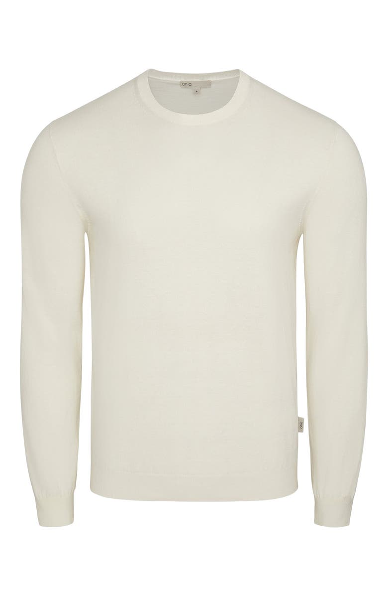 Onia Fine Cotton Knit Long Sleeve Crewneck Sweater, Alternate, color, Egret