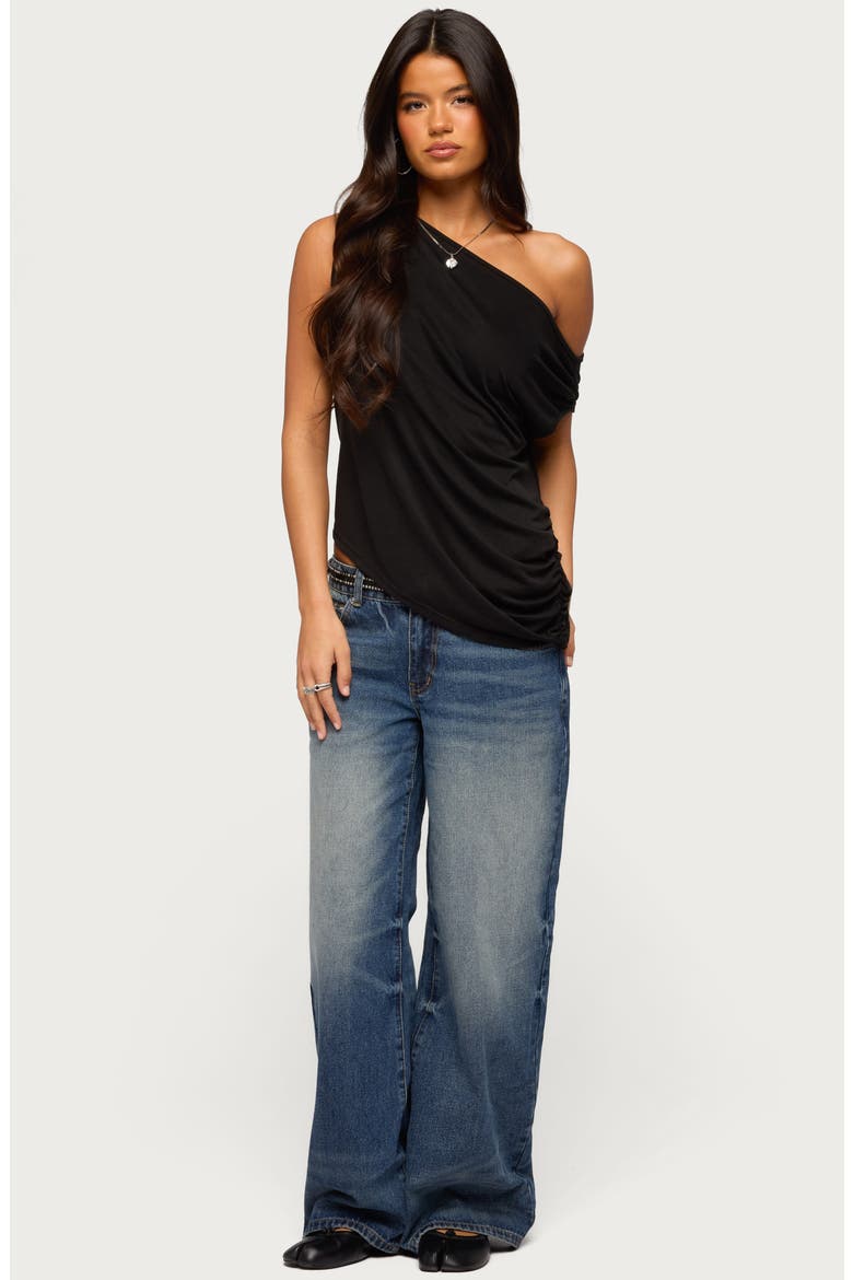 Ofelia One-Shoulder Asymmetric Top, Alternate, color, BLACK