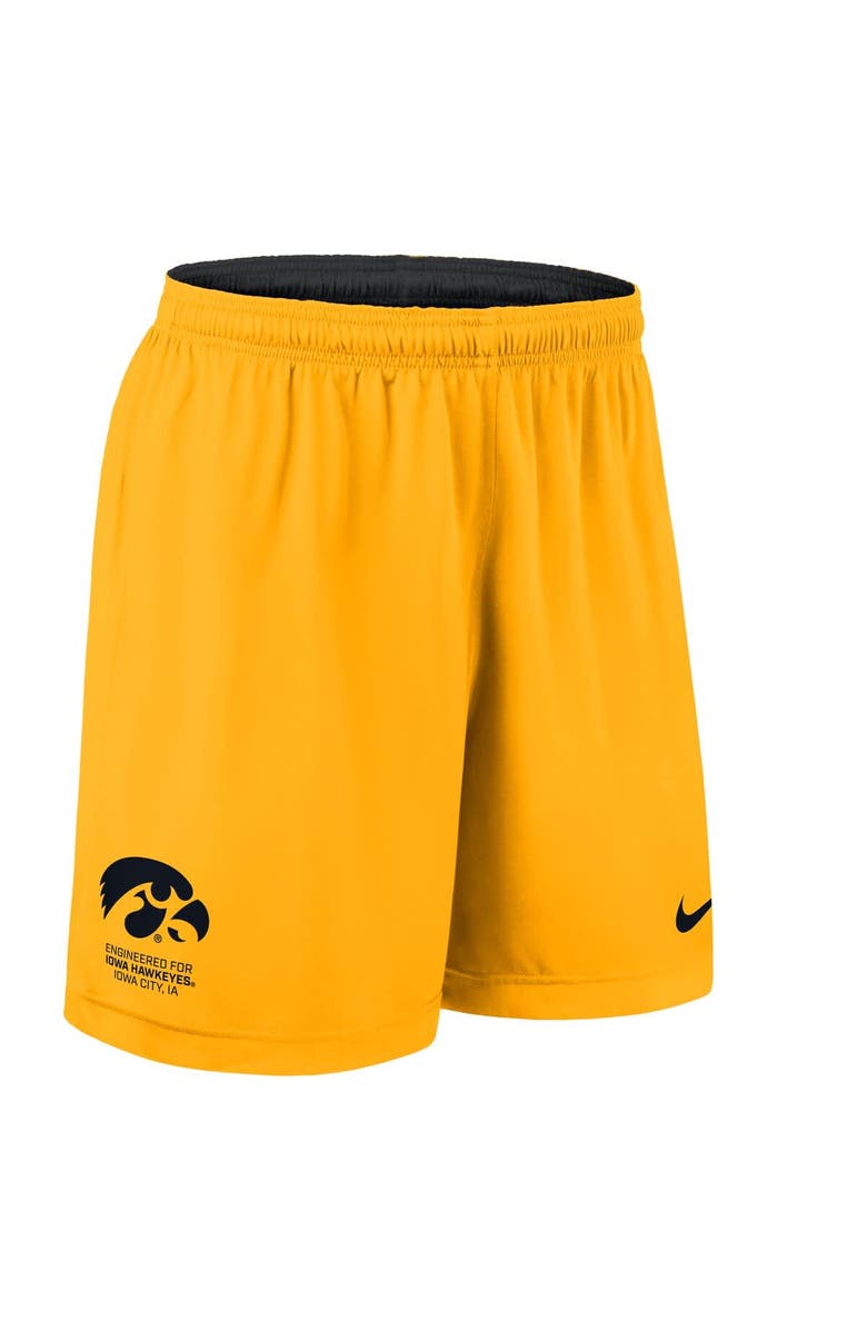 Nike Men's Nike Black/Gold Iowa Hawkeyes 2025 Sideline Reversible Performance Shorts, Alternate, color, 