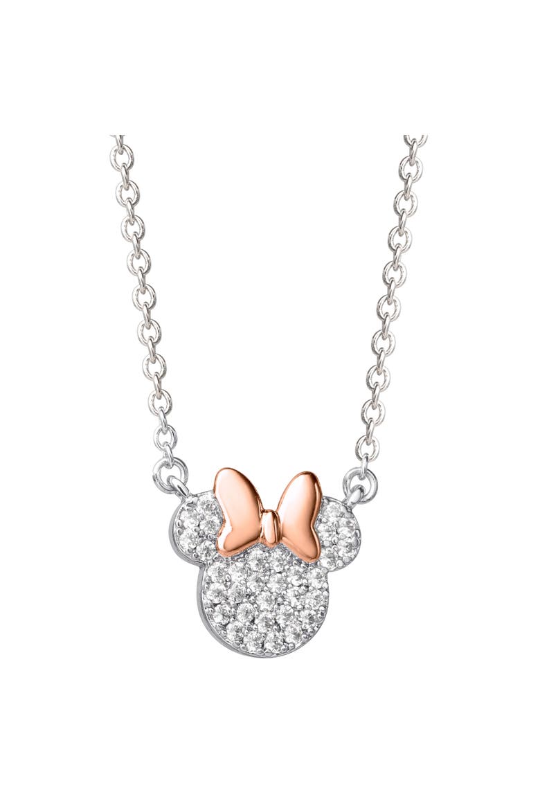 Minnie Mouse Cubic Zirconia Pendant Necklace, 16+2", Alternate, color, Silver