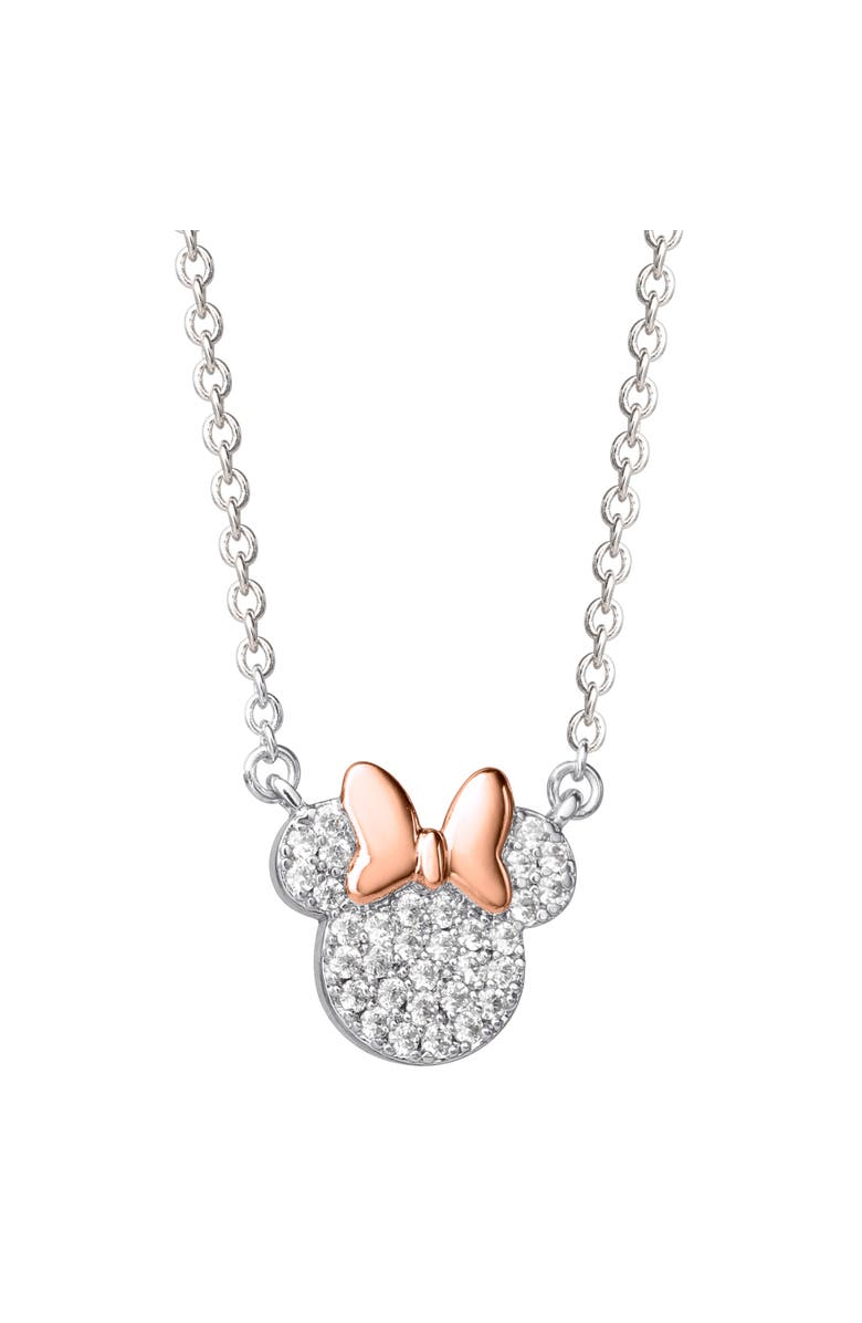 Disney Minnie Mouse Cubic Zirconia Pendant Necklace, 16+2", Alternate, color, Silver