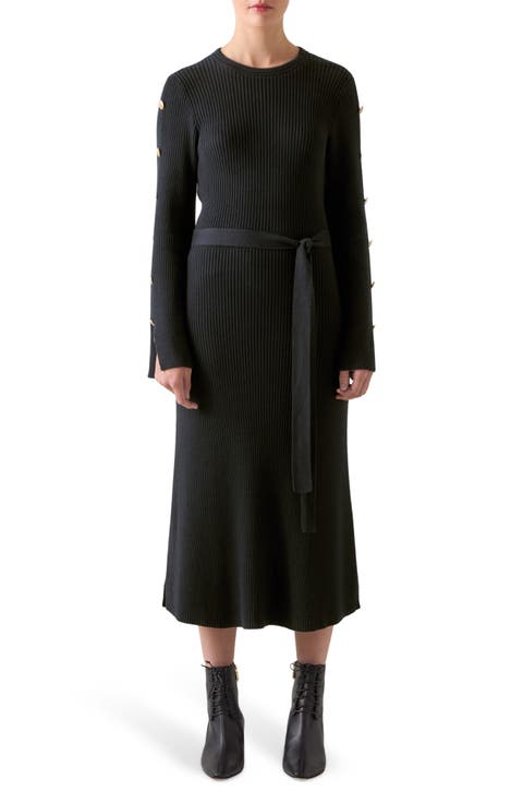 Mirren Long Sleeve Rib Organic Cotton Maxi Dress