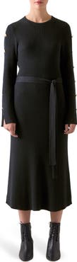 LK Bennett Mirren Long Sleeve Rib Organic Cotton Maxi Dress