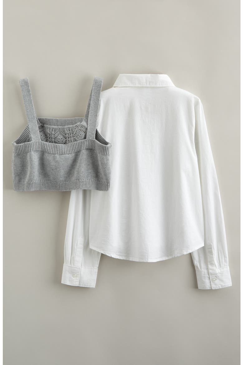 Kids' Knit Tank & Button-Up Shirt Set, Alternate, color, WHITE- GREY HEATHER