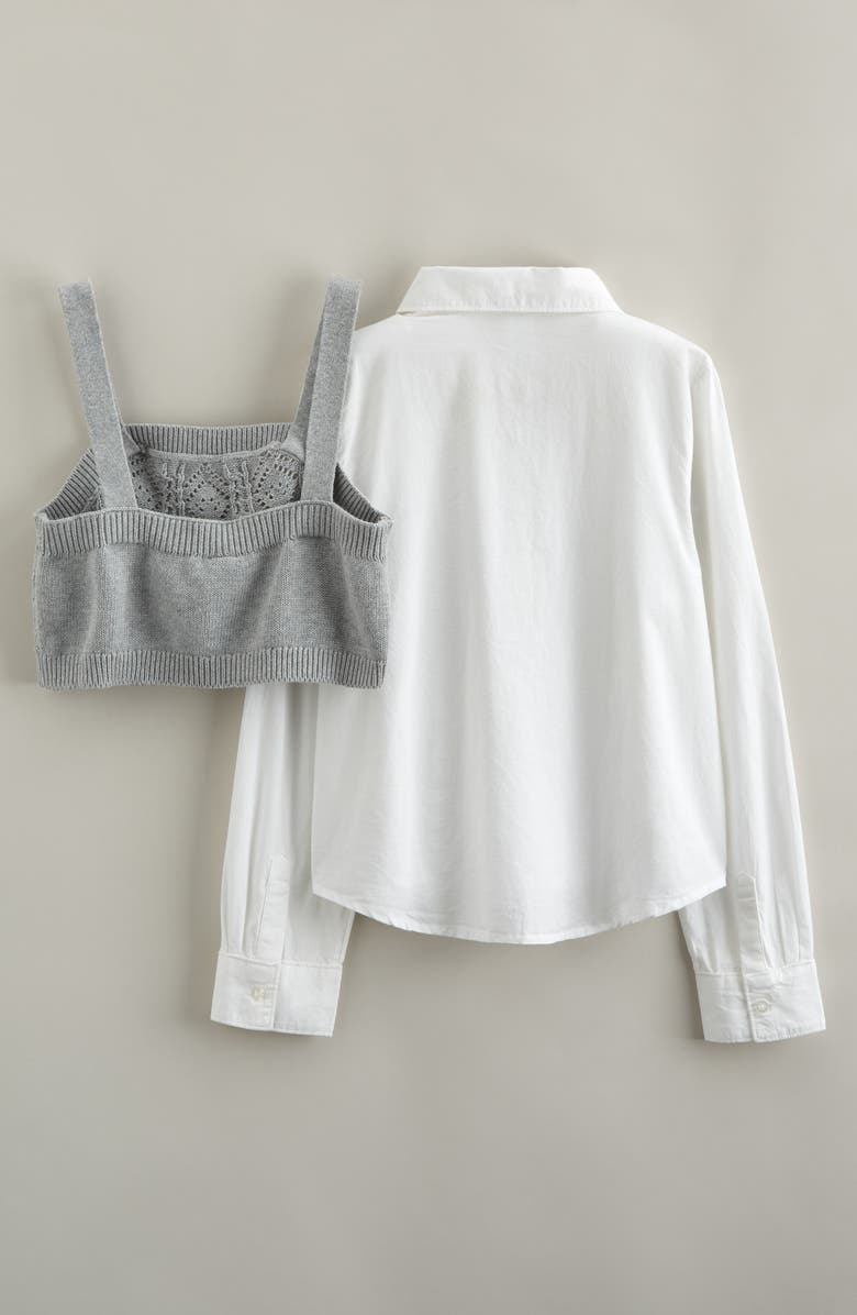 Nordstrom Kids' Knit Tank & Button-Up Shirt Set, Alternate, color, White- Grey Heather