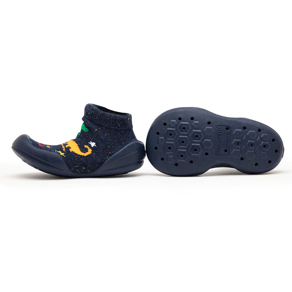 Komuello Toddler Boy Sock Shoes - Dinos, Alternate, color, Dark Navy
