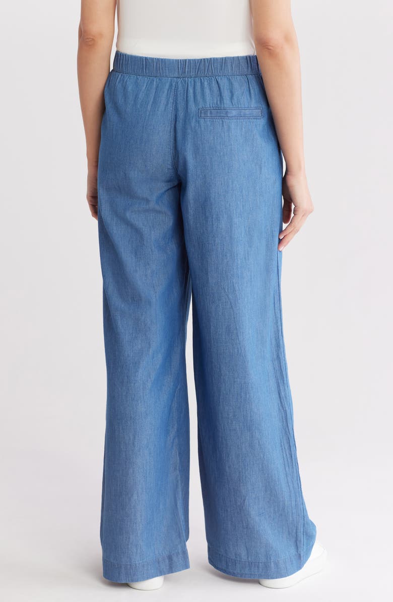 Caslon<sup>®</sup> Cotton Chambray Wide Leg Pants, Alternate, color,
