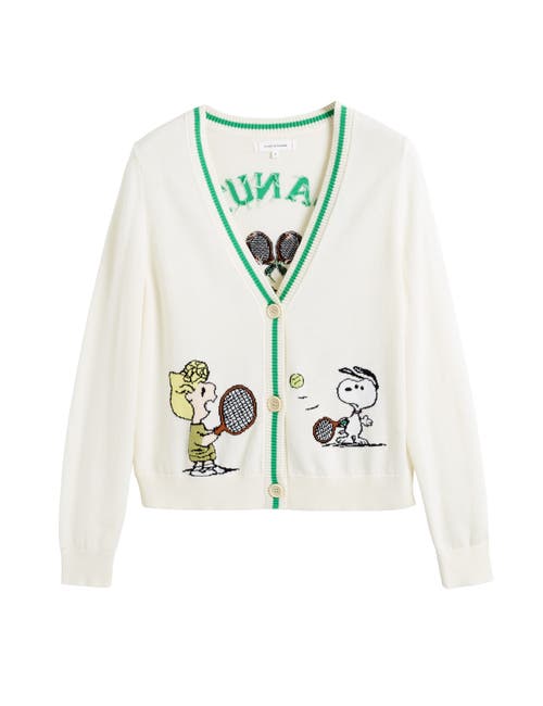 Chinti & Parker Cream Cotton Peanuts Racquet Club Cardigan