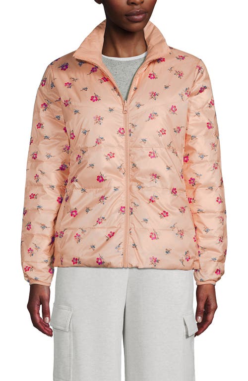 Lands' End Wanderweight Reversible Packable Down Jacket In Pink/oyster Pink Floral