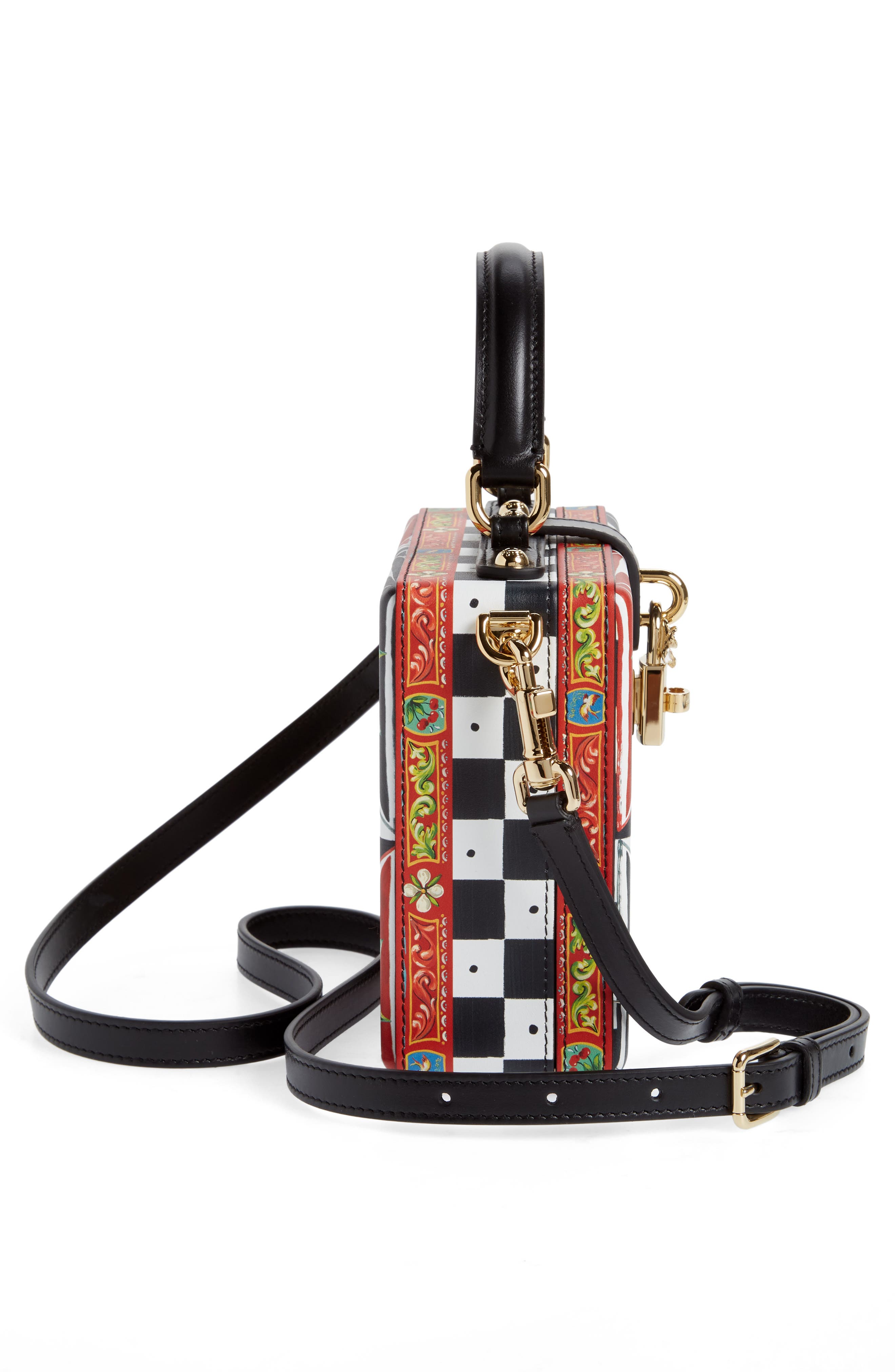 Dolce&Gabbana Dolce Carretto Print Leather Box Bag, Alternate, color, 