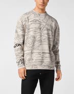 PHILIPP PLEIN Knitted Pullover Round Neck Ls Cars Racing Men