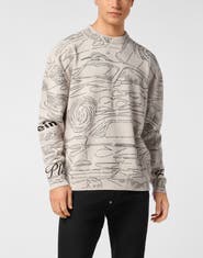 PHILIPP PLEIN Knitted Pullover Round Neck Ls Cars Racing Men