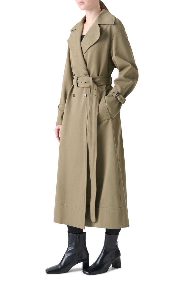 Akris punto Double Breasted Cotton Gabardine Trench Coat, Alternate, color, Khaki