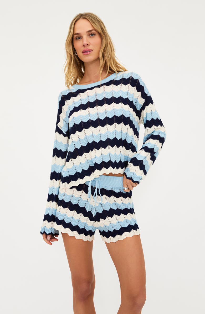 Beach Riot Beach Stripe Pointelle Cover-Up Sweater, Alternate, color, Ultramarine Chevron