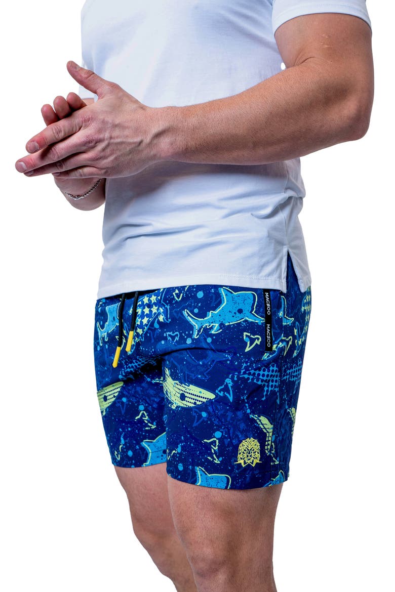 Lion Shark Blue Swim Trunks, Alternate, color, BLUE