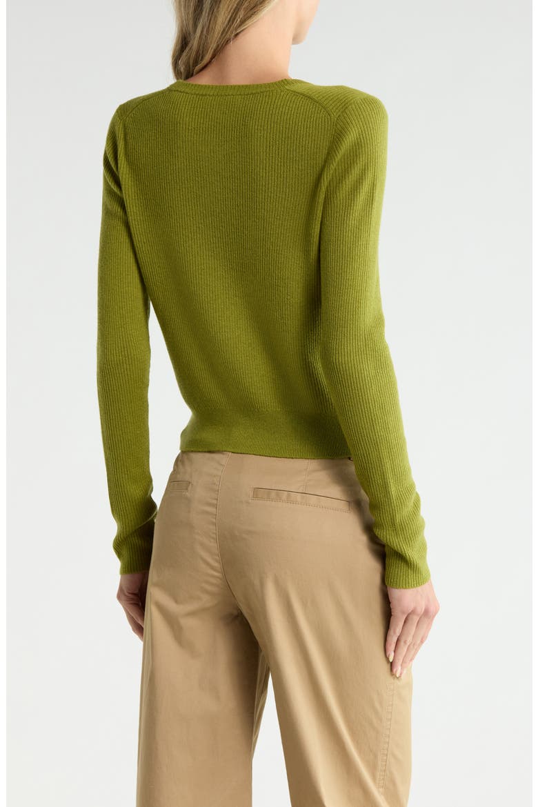 Wool Blend Ribbed Cardigan, Alternate, color, HERBARIA