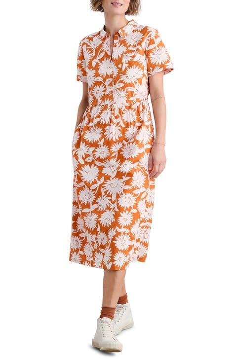 Fleet Daisy Print Organic Cotton Midi Shirtdress