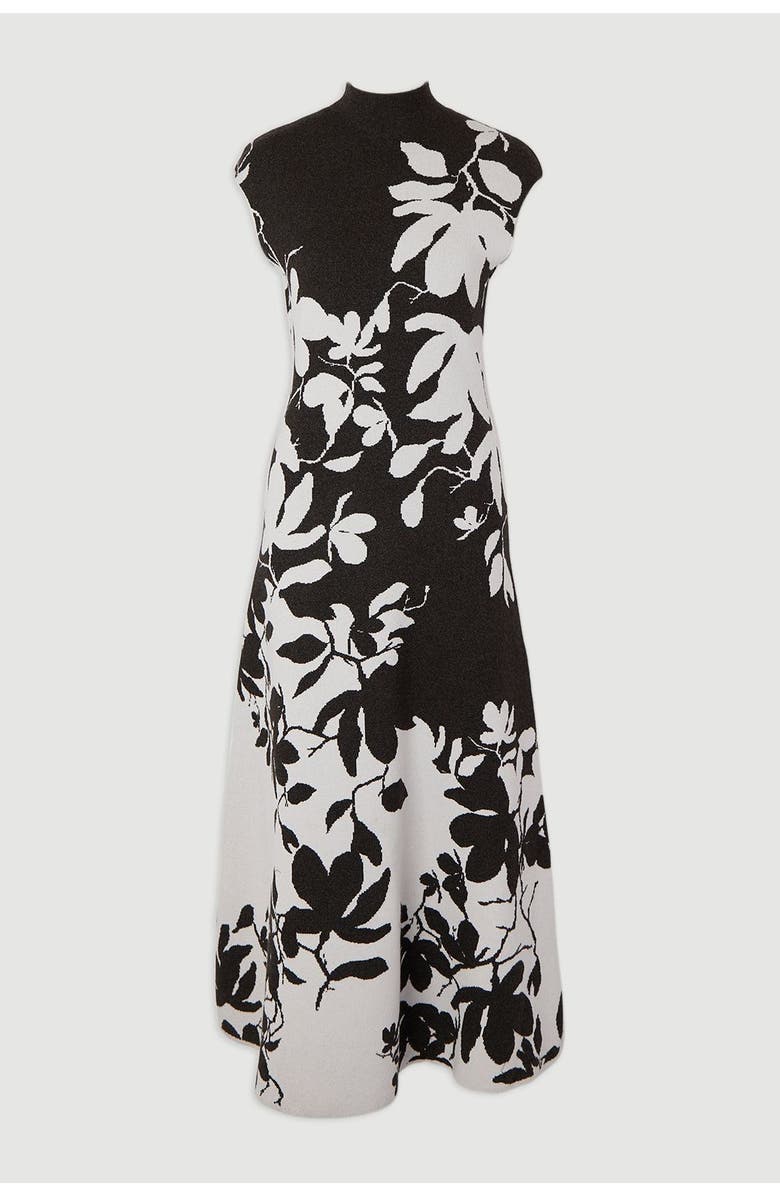 Karen Millen Jacquard Floral Knitted Maxi Dress, Alternate, color, Dark Grey
