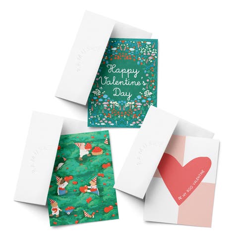 Love/Valentine
s Assorted Greeting Card Pack (3ct) "Garden Valentine, Hearts Harvest, Boo Valentine"