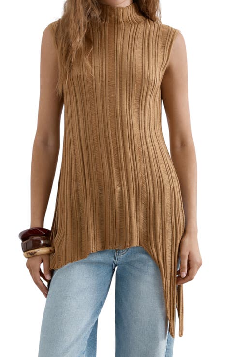 Asymmetrical Openwork Knit Top
