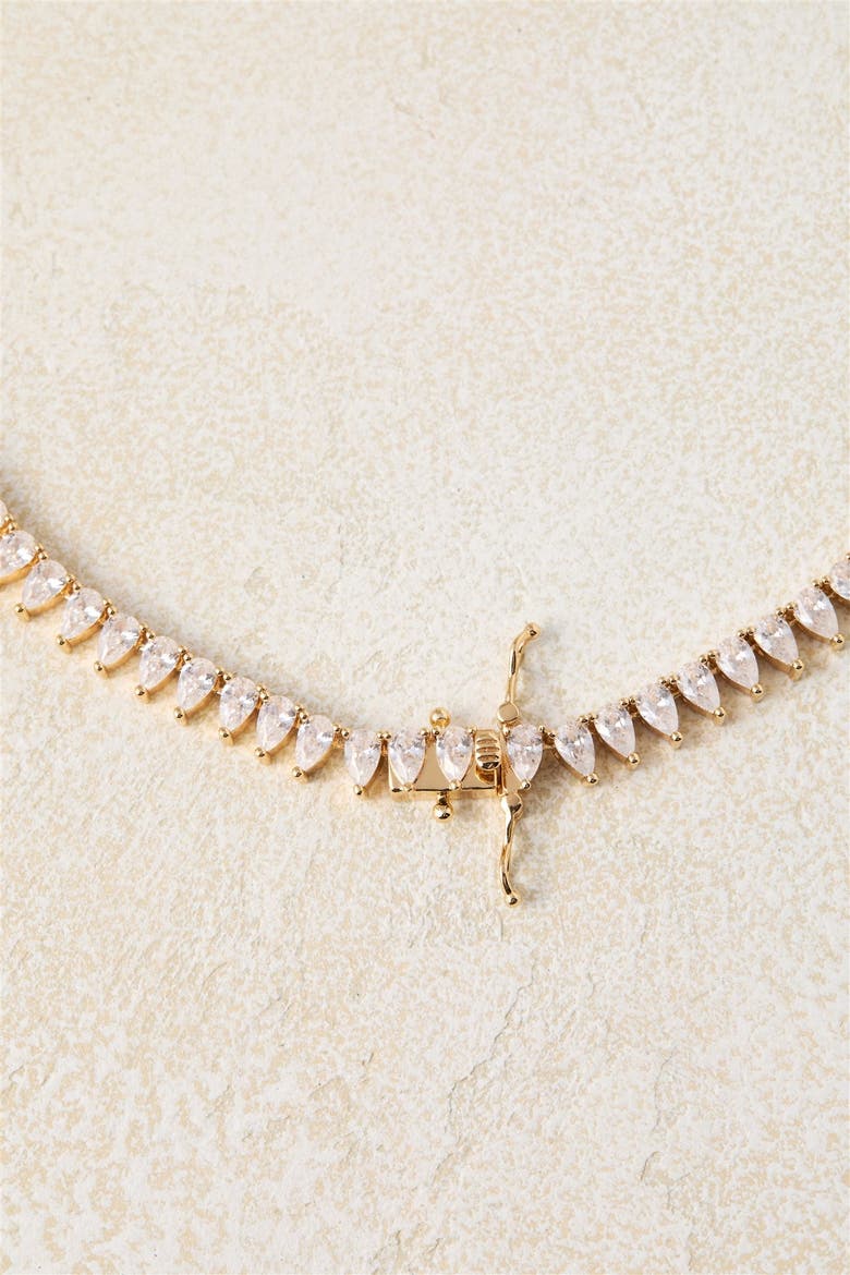 Teardrop Tennis Necklace, Alternate, color, Gold