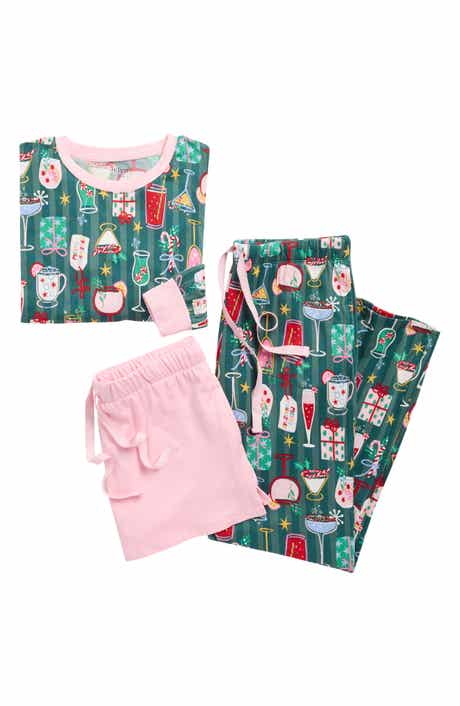 JACLYN Holiday Long Sleeve Top, Shorts & Pants Pajamas