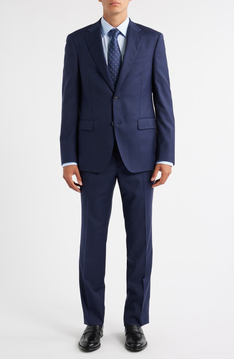 Peter Millar Flynn Classic Fit Windowpane Check Wool Suit, Main, color, Navy