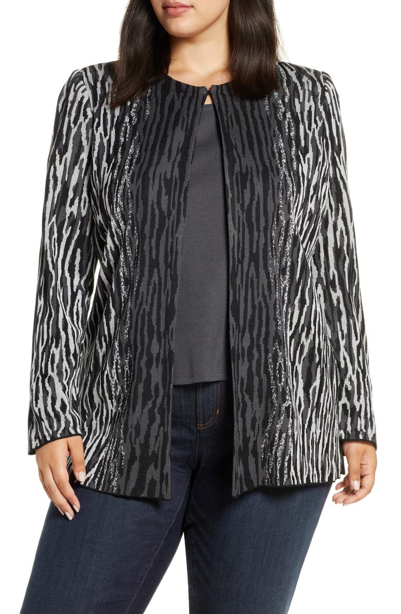 Ming Wang Animal Knit Jacket, Main, color, 