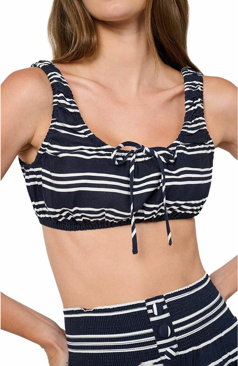 WeWoreWhat Scrunchie Crop Top, Alternate, color, Dk Navy/Offwh