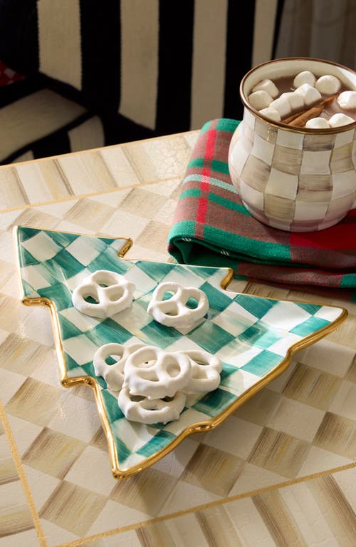 Mackenzie-childs Mackenzie Childs Spruce Check Tree Dish In Green