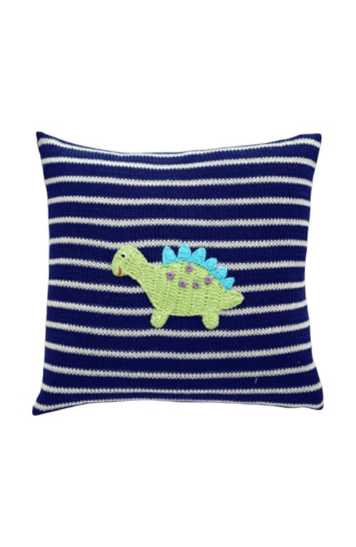 Melange Collection Knit Cotton 10 Dinosaur Pillow, Navy In Navy
