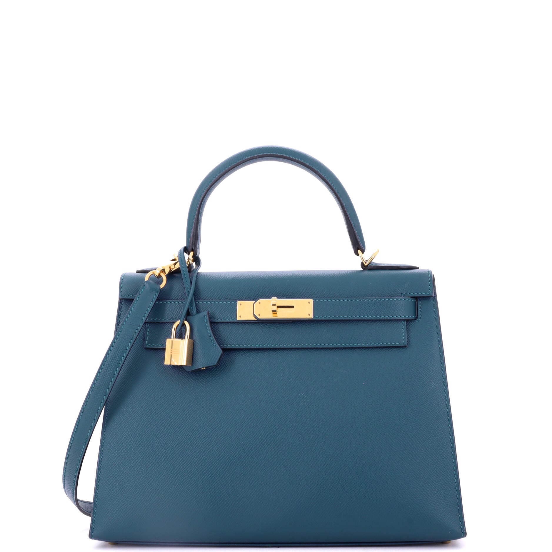 Pre-Owned Hermes Kelly Handbag Blue Epsom with Gold Hardware 28, Main, color, Colvert