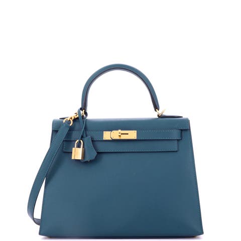 Kelly Handbag Blue Epsom with Gold Hardware 28